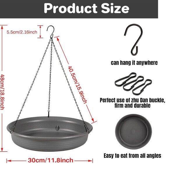 Hanging Bird Bath Hanging Bird-Feeder Bird Bath - Picture 6 of 8